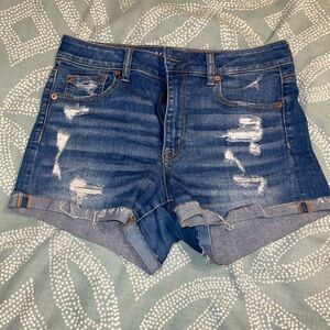 American Eagle Outfitters Blue Distressed Jean Shorts